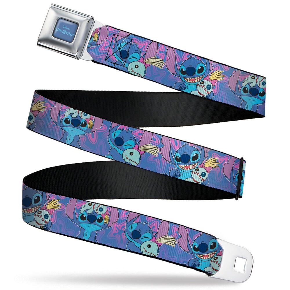 2726 Disney Belt, Seatbelt Buckle Belt, Lilo and Stitch Stitch and Scrump